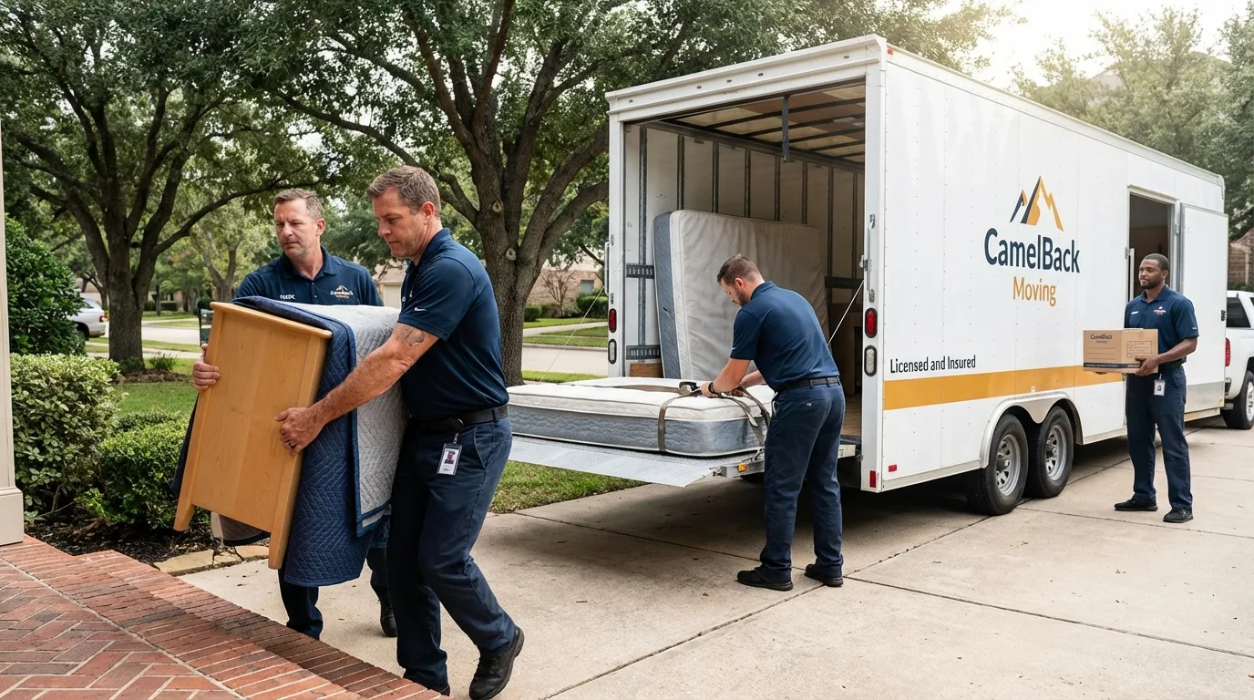 Crew loading residential truck for cross-state move from High Springs, FL